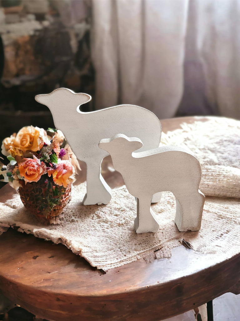 Rustic Wood Lamb Sitter- Easter/Nursery/Farmhouse Decor